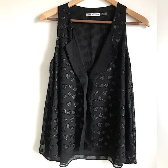 ALICE +OLIVIA Bruden Shimmery Heart Draped Top - Picture 4 of 10